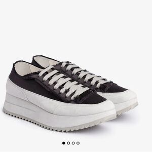Pedro Garcia Black and White Frayed Satin Sneakers